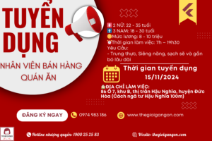 TUYỂN DỤNG NHÂN VIÊN BÁN HÀNG TẠI HẬU NGHĨA