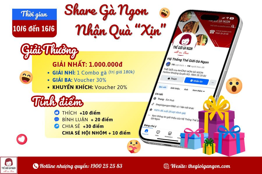 Sự kiện tuần 3 Thế Giới Gà Ngon: Chia sẻ ngay - Nhận quà liền tay