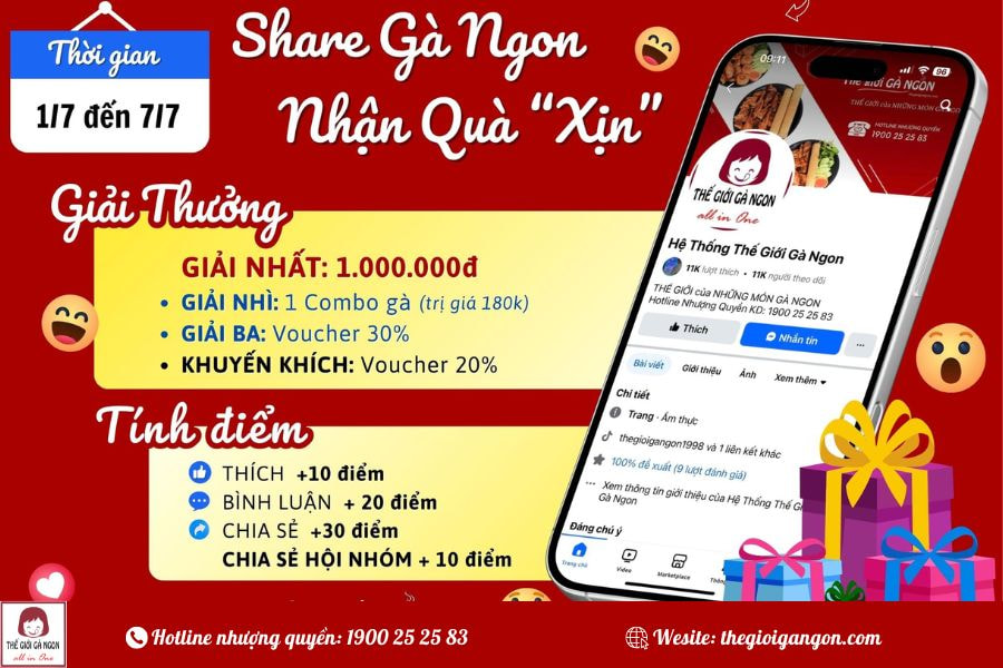 Công bố kết quả tuần 5 – Chương trình Share Gà Ngon, nhận quà xịn