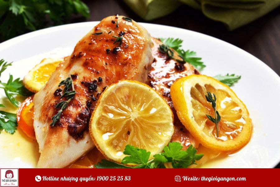Ức gà áp chảo sốt cam thanh nhẹ cho người Eat Clean